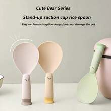 2 PCS Rice Scooper Professional Rice Spoon Rice Spatula Standing Rice Spoon With Suction Cup Non-Stick Rice Scooper For Kitchen