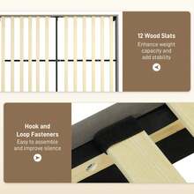 Velvet-Feel Grey Double Bed Frame With Stylish Headboard - Chic And Comfortable Design For Modern Bedrooms - one-size - View 9