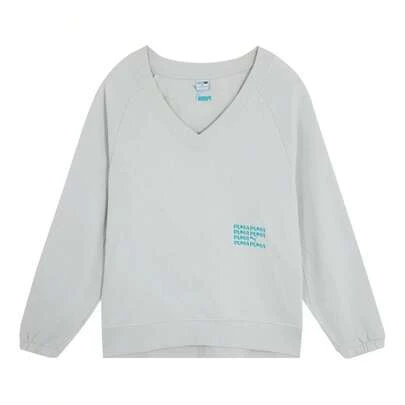 Puma 2026 春季女款 CLASSICS SLOUNGE 休闲卫衣，V 领套头衫，时尚简约舒适长袖 625166-17