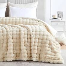 50x60 Inches Ultra-Soft Fuzzy Plush Throw Blanket - Thick, Warm Couch, Sofa, Bedroom, Camping - Decorative Blanket Cozy Warmth, Bubble Ivory White, Sherpa Style - Bubble Khaki - Xem 6