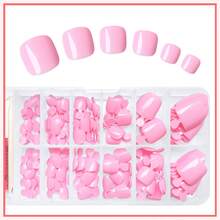 100pc Press On Toenails Women Fake Toe Nails With Glue Adhesive Tabs, Pink Fake Toenails Press On Nails Toe Acrylic Nail Tips Short Square False Toenails Artificial Toe Nails Press Ons - Màu tím hoa cà - Xem 5