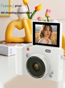 180° Flip Screen - Dual-Camera 4K Digital Camera With LED Flash, 16x Zoom, 64MP Compact Portable For Video Recording.