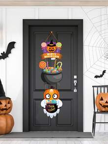 1 pezzo Decorazione per porta a forma di zucca di Ognissanti, Dolcetto o scherzetto, come regalo di Ognissanti, Decorazioni di Ognissanti, Ornamenti appesi, Bandiera decorativa appesa, Cartelli spaventosi e malvagi per Ognissanti da esterno, Decorazione per porta d'ingresso, Decorazione stagionale