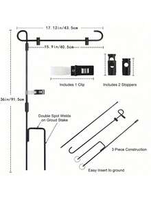 1 套万圣节户外花园旗杆和旗帜，黑猫和南瓜，骷髅旗，金属双面花园旗帜节日装饰旗杆，万圣节恐怖亚麻花园旗，节日装饰旗杆