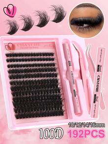 192/216/240 D Curl Large-Capacity False Eyelash Extensions Kit With Eyelash Extensions Adhesive, Tweezers, And Eyelash Brush. Fluffy, Thick, And Soft False Eyelash Extension Set, 60d 80d 100d 10-16mm Mixed-Length Individual Eyelash Clusters. Natural Look Style And Thin False Eyelashes For Daily And Dating, Cosplay, Night Party, Club, Stage, Carnival, Bridal,Wedding Makeup, Fake Eyelashes Gift Set For Women, Girlfriendlash Clusters Kit,Lashes,Eyelashes,Fake Lashes - Pink - View 5