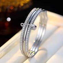 3-In-1 Fashion Versatile Brooch Bracelet With Zirconia Stone, Everyday Jewelry - S62474 - View 17