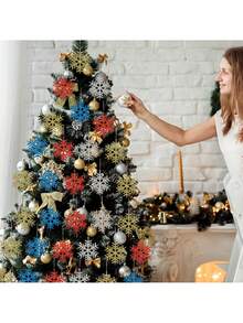 4 Stücke/Packung künstliche glitzernde Schneeflocken, Weihnachtsdekoration, geeignet für Weihnachtsbaum Dekoration