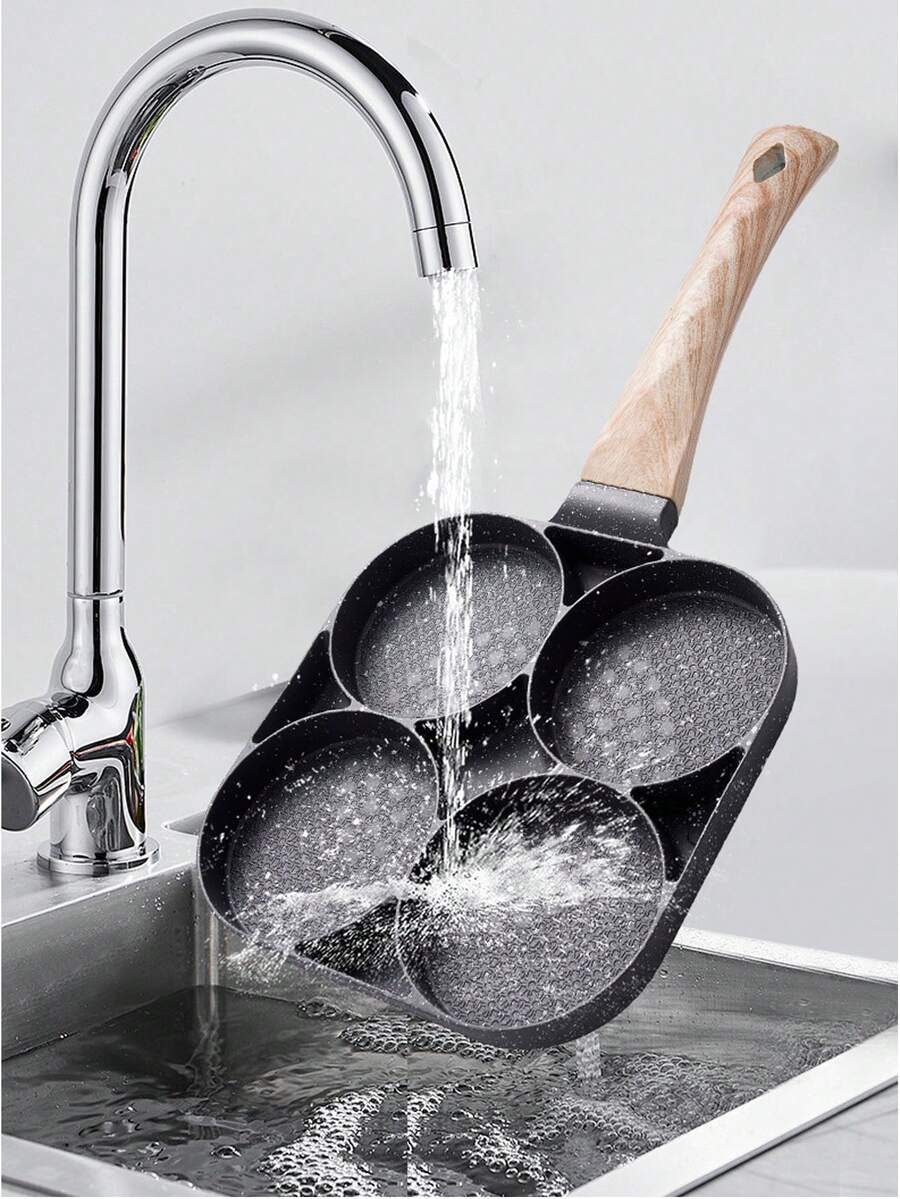 1 pieza Sartén antiadherente de granito con mango resistente al calor, sartén multifuncional para el desayuno apta para cocina de gas y placa de inducción