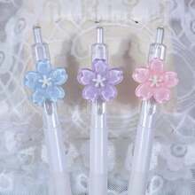 5支装透明花卉多色圆珠笔，可爱鲜艳的花朵图案，速干，书写流畅，适合办公室、学校、礼物、生日、节日 - 彩色 - 查看 9