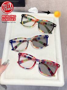 1 件/3 件塑料豹纹多色几何全框休闲风格变色女士老花镜 6 屈光度选项 +1.0 至 +2.5 放大倍数适用于户外休闲活动驾驶露营办公室阅读时尚配饰 - 彩色 - 查看 7