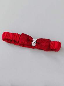 0-2岁女婴酒红色蕾丝薄纱连衣裙，生日派对服装 - 酒紅色 - 查看 6