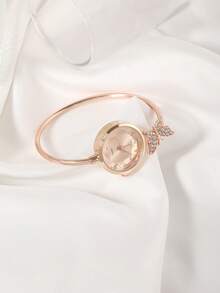 全新时尚女士蝴蝶手链表钻石切割玻璃水钻表盘石英表手链表礼物 - 均碼 - 查看 5