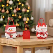 3D Design Stoff Geschenktüten - Weihnachts-Strick-Puppen Geschenktüten, Weihnachtsmann Schneemann Hirsch Puppen Aufbewahrungstasche, Weihnachtsabend Apfeltasche, Verpackungsbox, handgemachte Süßigkeiten Geschenktüte, perfektes Geschenk für Gastgeschenke und Dekoration 1 Stück Weihnachten Weihnachtsdekoration Weihnachtspyjamas Weihnachtsgeschenke Weihnachtsdekoration