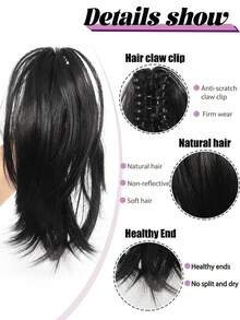 Extensiones de cabello postizo rizado y desordenado con moño elástico, extensiones de cabello para mujeres, cobertura para cola de caballo, pinza para cola de caballo corta de múltiples colores, accesorios de moda para el cabello, pinzas para el cabello, accesorios de otoño, pinzas para el cabello de invierno, accesorios para atuendos de vacaciones, accesorios de verano para la playa - Multicolor - Ver 2