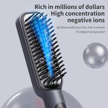 2-In-1 Hair Straightener & Curler, Multi-Function Hair Straightening Brush, Straight & Curly Dual-Use Hair Styler, Anti-Scald & Auto-Off, 4 Heat Settings Fast Heating, Portable Travel & Home Hair Styling Brush, Women's Holiday Gift