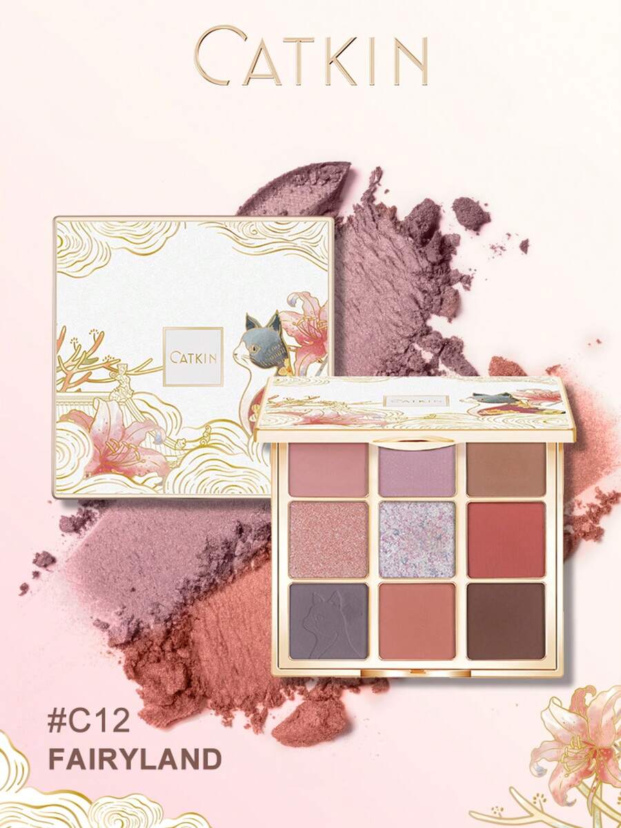 CATKIN 9-Color Matte & Shimmer Eyeshadow Palette, High Pigment Matte & Pearl Eyeshadows, Neutral Eyeshadow Palette "C12 Wonderland" - C12 Fairyland - 查看 1