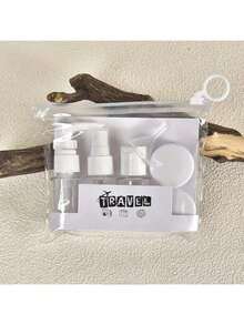 1件/7件旅行装旅行瓶套装，可重复灌装，包含洗漱包、空液体容器、防漏液体分装瓶、旅行化妆包、面霜罐，旅行必备，飞机旅行配件，旅行瓶套装，防漏便携式洗漱容器套装，透明PP材质航空尺寸化妆品容器，适用于乳液、洗发水、面霜、香皂等，带收纳袋，旅行必备瓶套装，带按压式乳液瓶