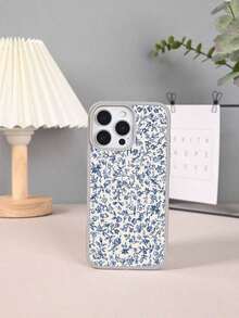 Teléfono 1PC GALLAPLE Teléfono móvil con estampado de flores pequeñas azules, diseño magnético con material anticaídas, a prueba de golpes y arañazos, compatible con X/XS/XSMAX/11/11pro/11promax/X/XS/XSMAX/11/11pro/11promax/12/12pro/12promax/13/13pro/13promax/14/14plus/14pro/14promax/15/15plus/15pro/15promax/16/16plus/16pro/16promax - Blanco - Ver 2