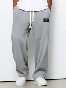 Men's Spring And Autumn  Loose Hanging Straight Leg Sweatpants, Wide Leg Sports Casual Pants - 灰色 - 查看 1