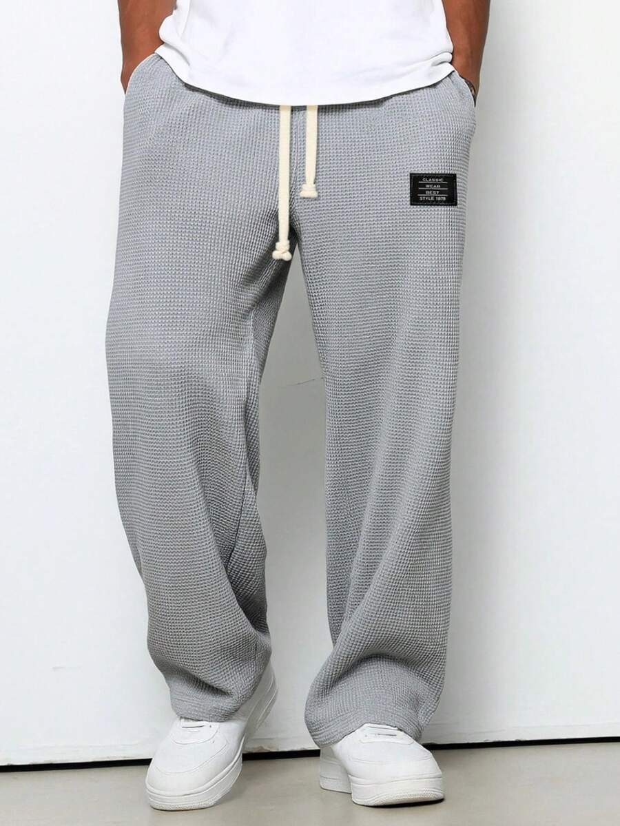 Men's Spring And Autumn Loose Hanging Straight Leg Sweatpants, Wide Leg Sports Casual Pants - 灰色 - 查看 1