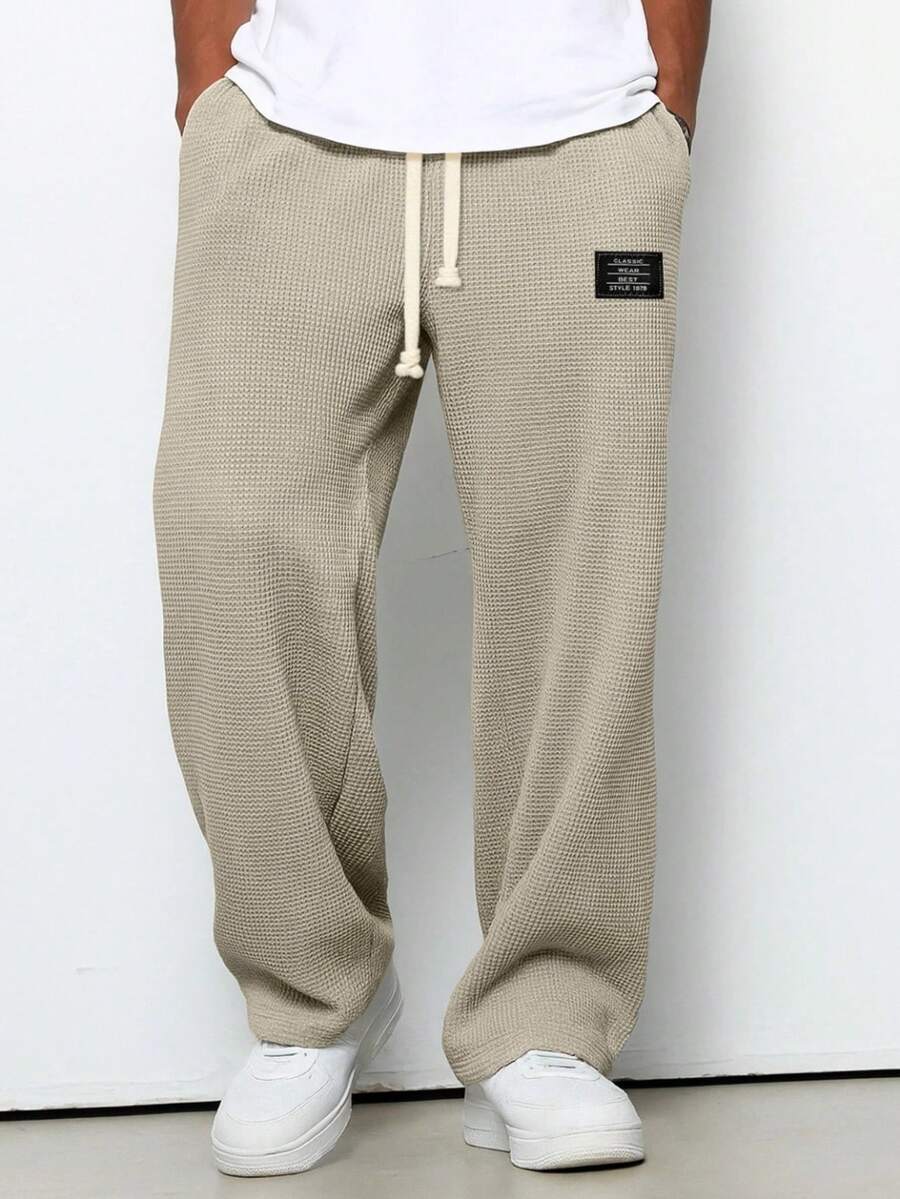 Men's Spring And Autumn Loose Hanging Straight Leg Sweatpants, Wide Leg Sports Casual Pants - Kaki sẫm màu - Xem 1