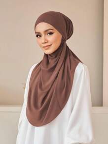 1pc Instant Hijab Muslim Instant Khimar, Soft, Comfortable, Breathable, Skin-Friendly Crystal Linen Fabric, Forehead Strap Design For Secure Fit, Multiple Wearing Styles, Suitable For Daily Life, Worship, Gathering, Prayer, Pilgrimage