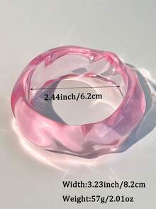 1件不对称圆形树脂手链，亮粉色不对称女士首饰，周年纪念礼物 - 彩色 - 查看 3