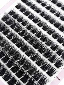 120pcs Curled False Eyelashes, 8-14mm Length, DIY Eyelash Extension Kit, Long Mixed Individual Lash Clusters, High Capacity DIY Eyelash Extension Set, Suitable For Beginners, Soft & Comfortable, Easy To Use. Eyelash Clusters, Individual Lashes, False Eyelashes - màu đen - Xem 3