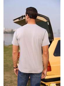 Henley Shirts Slim Fit Button T-Shirthalloween - 淺灰色 - 查看 9
