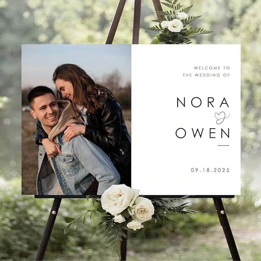 Personalized Wedding Welcome Sign With Photo, Customized Name Wedding Welcome Sign With Picture, Modern Welcome To Our Wedding Sign, Wedding Entrance Sign, Welcome Signs For Weddings Decorations#1 - 婚禮照片#21 - 查看 1