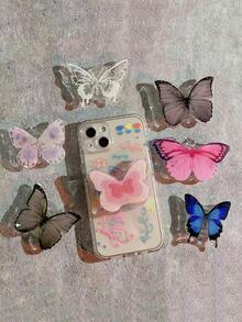1 Dreamy Butterfly Phone Sliding Stand, Phone Case Adhesive Stand, TV Series Watching Wonder, High-End Retractable And Detachable Stand Compatible With IPhone, Android Phone, Gift For Birthday, Family, Friends Push-Pull Phone Grip Phone Holder Phone Accessories - Multicolor - View 1