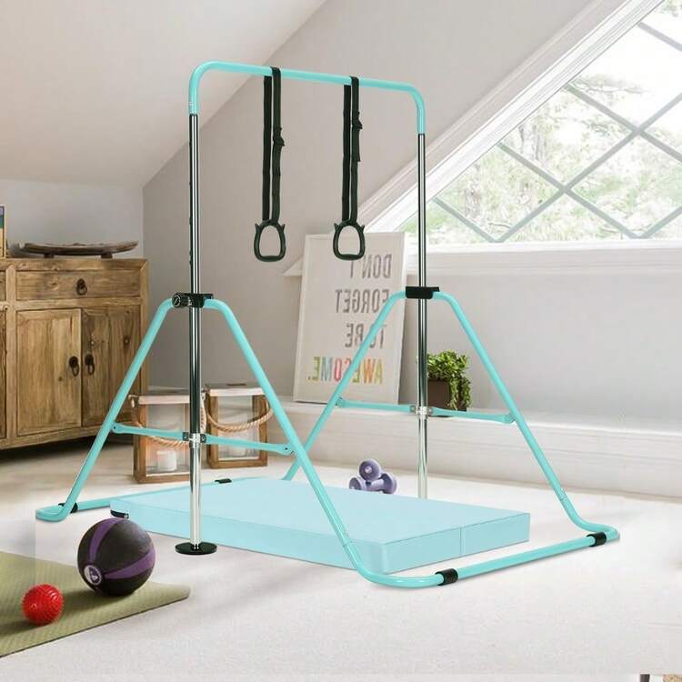 Shoze Gymnastics Bar Adjustable Gymnastics Bar Training Bar Gymnastics Equipment Gymnastics Bars For Home With Gymnastics Grips Wristbands Ground Nail Exercise Mat - Green with Mat - View 1