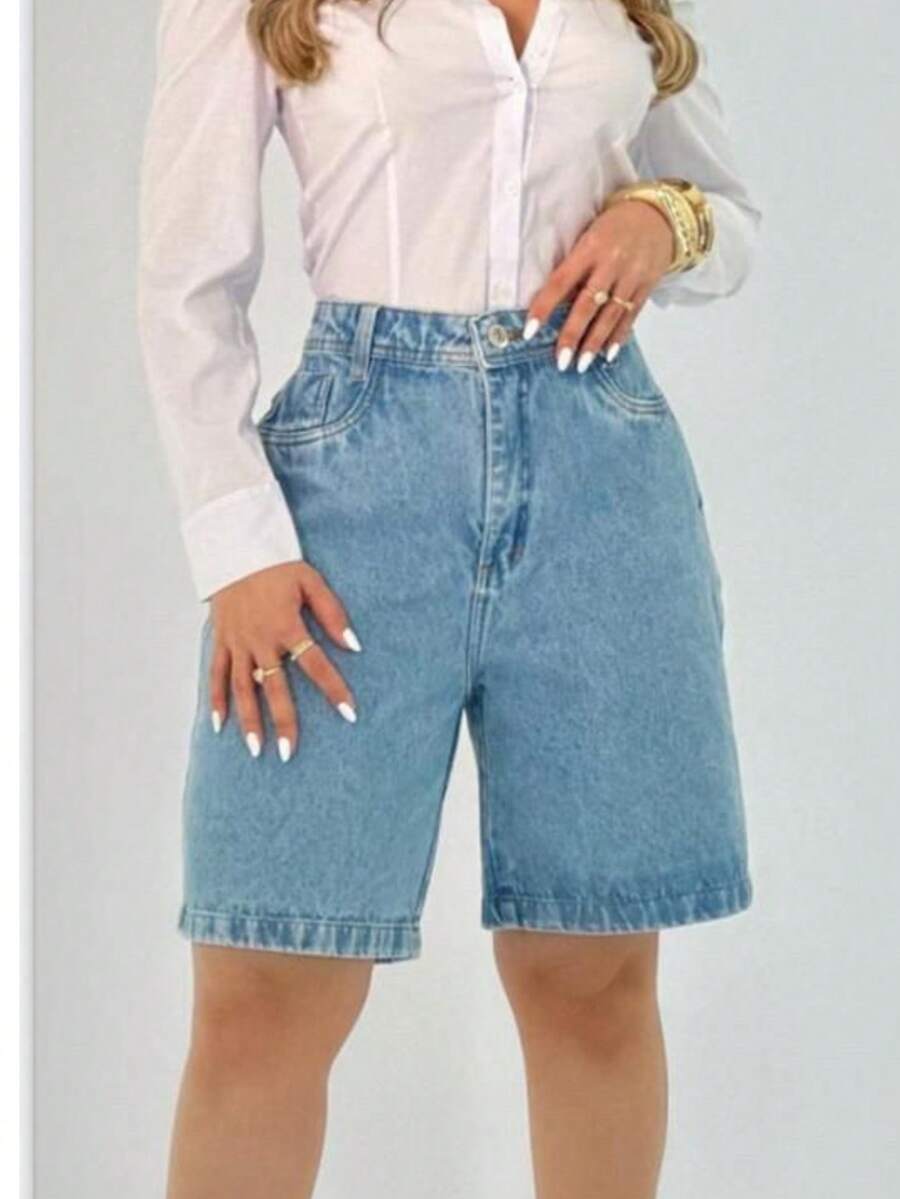Women's Casual Jeans Bermuda Jeans Holiday Daily Brunch - Rửa trung bình - Xem 1