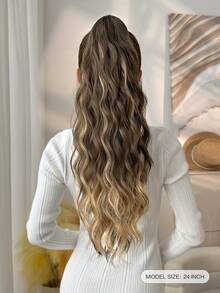 24 Inch Deep Brown Water Wave Curly Ponytail Hair Extension, Soft & Natural Looking, Suitable For Women - Piano Color - View 3