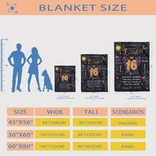 1 Piece Sweet 16 Girl, 16th Birthday, 16th Girl Birthday Ideas, 16th Birthday Decoration, Happy 16th Birthday, 16th Birthday Blanket 50X60, Soft Flannel Blanket - 摩卡棕 - 查看 3
