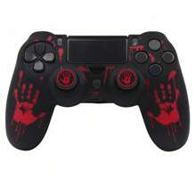 Piel de controlador con estampado de mano ensangrentada RALAN y 4 tapas de joystick, compatible con el controlador Playstation 4 Slim/Pro - Multicolor - Ver 2