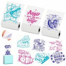 T02 Mini ThermalSticker Paper- Colorful Text Transparent Printing Paper,Compatible With Phomemo M02/M02X/M02L Label Printer For Photo/Note/DIY/Memo,3 Rolls,53mm,Blue,Pink,Green For Christmas Gift Sticker - Multicolor - View 1