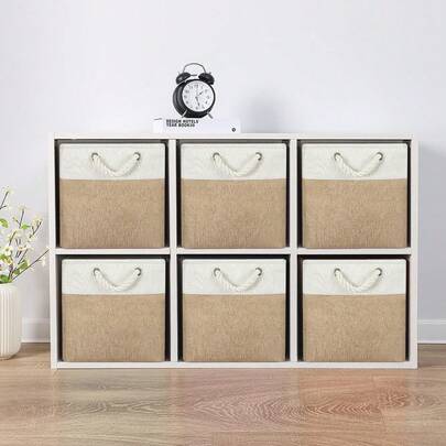 Shoze Foldable Storage Box Shelf Basket With Handle Fabric Storage Basket For Shelves Wardrobes And Closets Durable And Lightweight Home Organiser