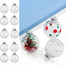 8pcs Christmas Transparent Large Mouth Ball PET Christmas DIY Hanging Ornament Holiday Party Decoration Plastic Ball