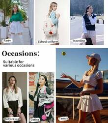 Women Pleated Skirt Tennis Golf Skorts With Lining Shorts Athletic Pleated Skirts For Women - 藍色格子 - 查看 7