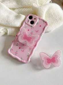 1 Dreamy Butterfly Phone Sliding Stand, Phone Case Adhesive Stand, TV Series Watching Wonder, High-End Retractable And Detachable Stand Compatible With IPhone, Android Phone, Gift For Birthday, Family, Friends Push-Pull Phone Grip Phone Holder Phone Accessories - Multicolor - View 3