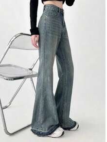 Pantalones de Mezclilla Vaqueros para Mujer  acampanados baratos en México oferta calidad cómodos y baratos Para ocio Lavado azul oscuro  Lavado azul claro - Azul lavado medio - Ver 4