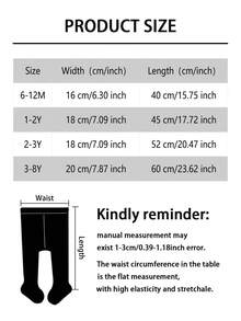 2pcs Baby Girls' Simple Shiny Bow Decor Solid Color Cable Knit Tights, Suitable For Halloween Pumpkin & Skull Outfit, Holiday Wear - Black and White - View 2