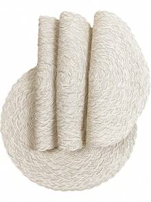 Round Woven Placemats 15 Inch Set Of 4 Bohemian Woven Washable Kitchen Table Placemats For Family Gatherings, Wedding Parties