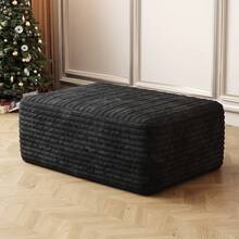 LUCKHAO 37.40"Sofa Ottoman ,No Assembly Required,White(Plush Corduroy Fabric) DIY Sofa Chairs, No Assembly Required Suitable For Balconies, Living Rooms, Bedrooms - 黑色 - 查看 1