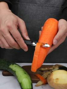 1/2 piezas Pelador de cocina, Pelador, Pelador, Cuchillo de cocina, Cuchillo de cocina, Cuchillo para verduras de acero inoxidable y plástico, color plateado y negro, 17.5 cm x 1.5 cm