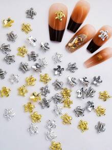 Beautizon Nailartlab 20Pcs 3D Turtle Nail Art Accessories, DIY Art Cute Gold And Silver Mixed Color Turtle Shape Design Wearable Nail Decoration Accessories, Essential Accessories For Girls' Salon Nail Art