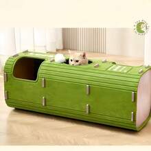 SUNFIONA [节省空间的 3D 树形猫公寓] 带抓柱和悬挂玩具的猫公寓 | 绿色、可拆卸且易于清洁，适用于多只猫、猫家具、宠物娱乐、俏皮的宠物设计