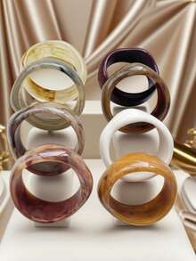 1 件超大粗多色树脂手镯，时尚简约风格，亚克力手镯套装适合女性，适合日常佩戴、约会、派对和工作 - 異性 - 查看 3