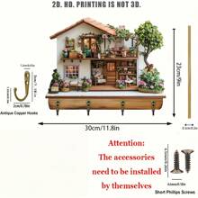 2D Flat Multi-Color Wooden House Key Storage Rack - Bag, Coat, Accessory And Key Storage Hook Rack